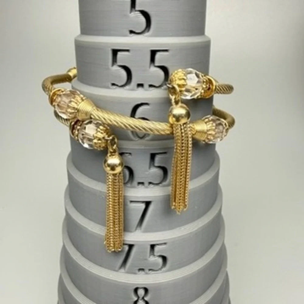 Vintage Tassel Cable Bypass Bracelet Gold Tone 1990s Classy Chic 6
